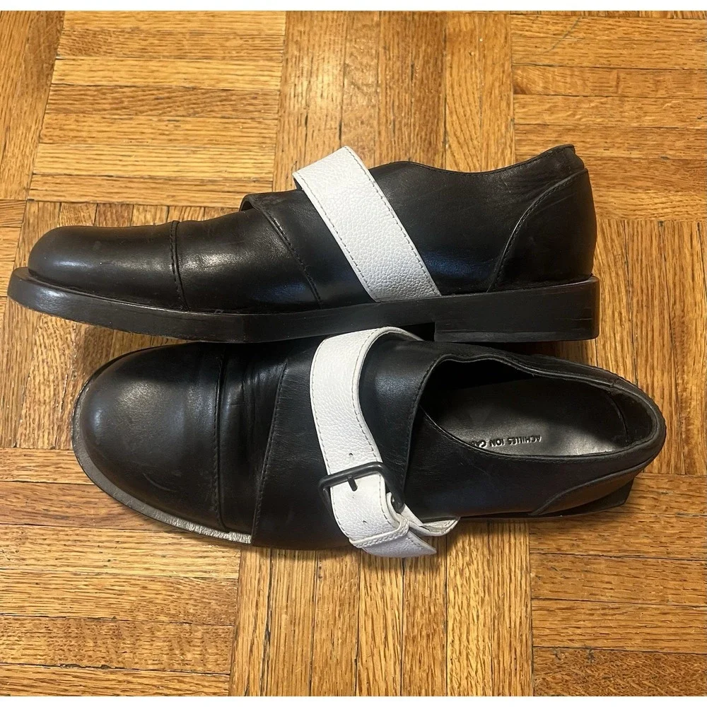 Achilles‎ Ion Gabriel Black Leather Strap Shoes Size 42 Avant-Garde Designer